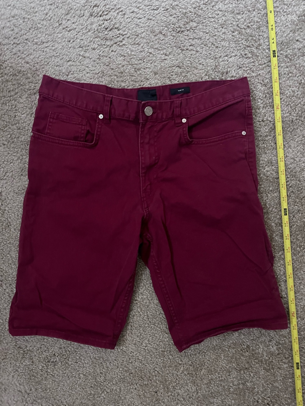 H&M Men's Wine Red Slim Fit Shorts Size 31